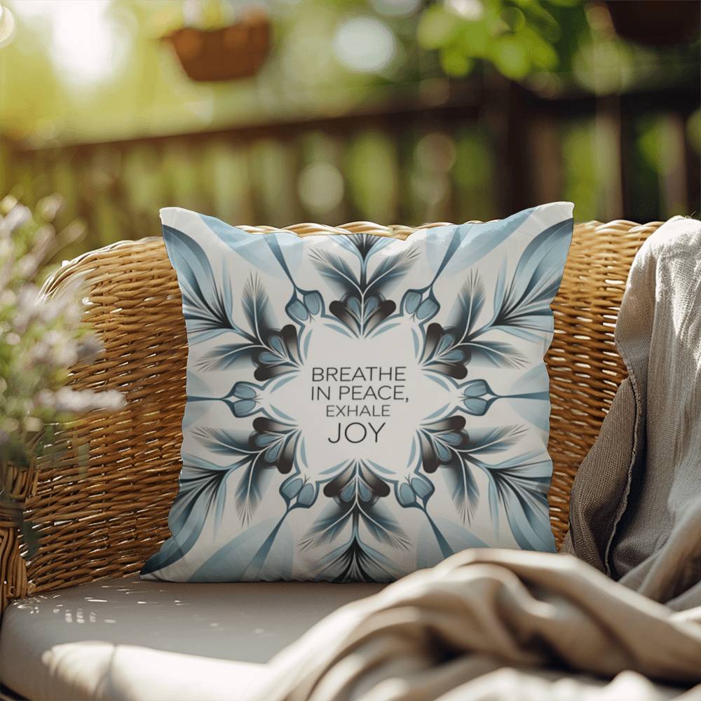 Breathe In Peace, Exhale Joy Throw Pillow - Calming Christmas pillow for mental wellness and balance