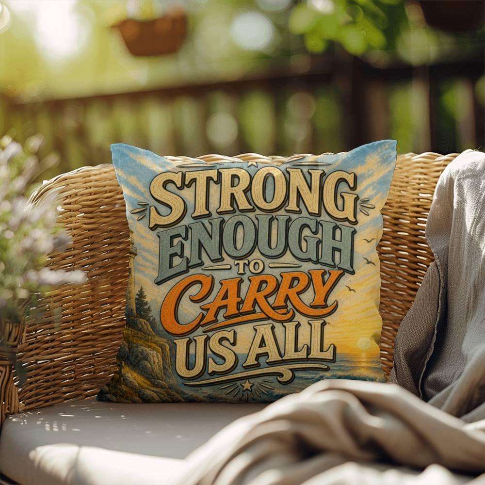 Shop our premium strong enough to carry us all throw pillow from MySisterIsASurvivor.