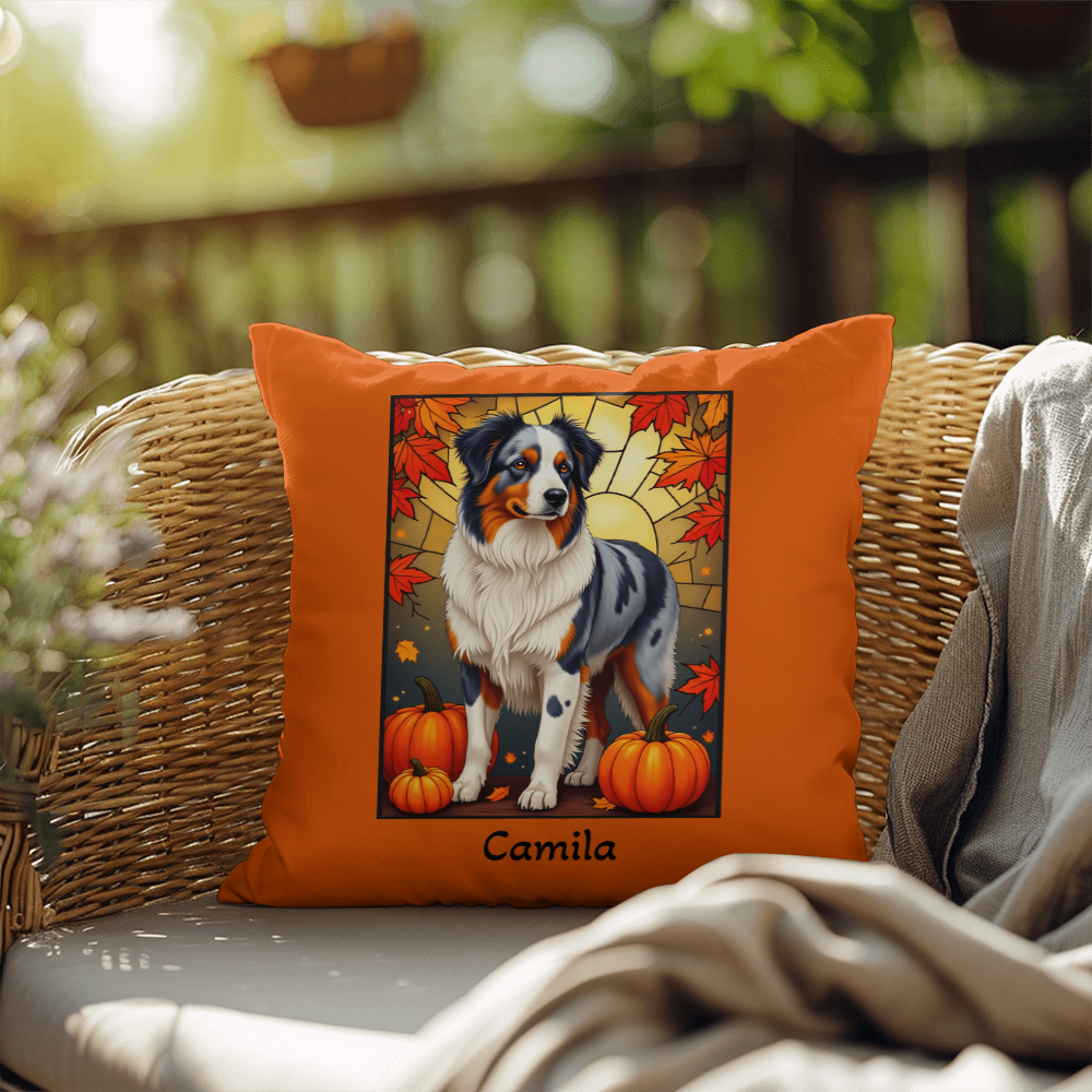 Australian Shepherd Blue Merle Coat Pillow, Personalized Dog Cushion, Indoor Outdoor Aussie Gift