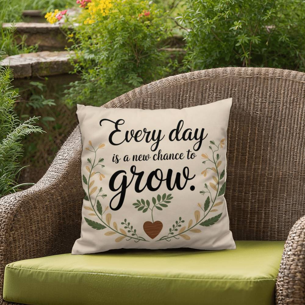 Every Day Is A New Chance To Grow: Indoor/Outdoor Pillow Self-Care for Relaxation, Mindfulness & Emotional Wellness