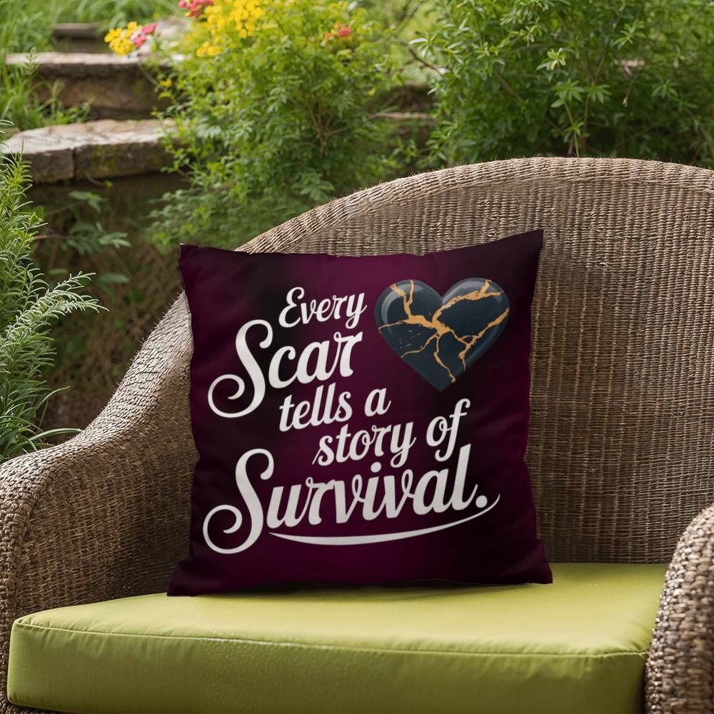 Every Scar Tells A Story Of Survival: Indoor/Outdoor Pillow Self-Care for Relaxation, Mindfulness & Emotional Wellness
