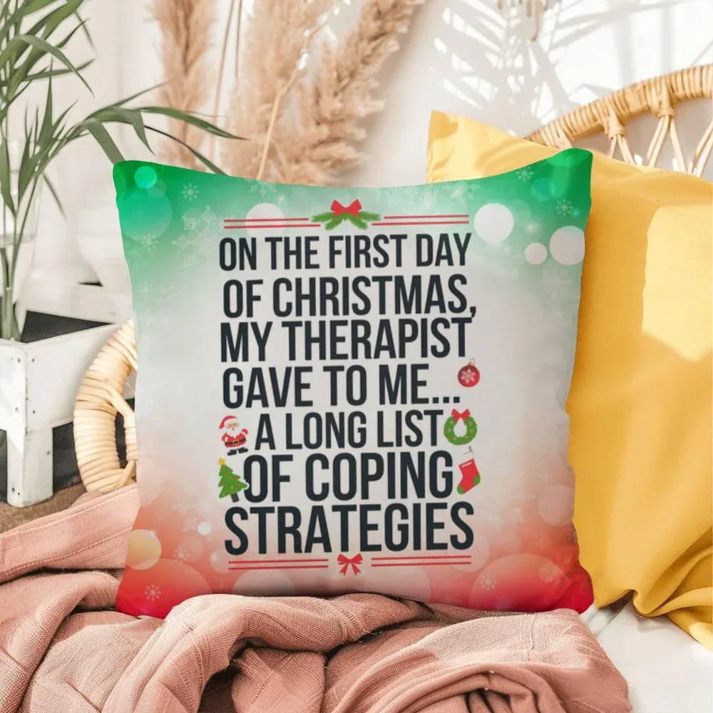 Shop our premium on the first day of christmas indoor outdoor pillow from MySisterIsASurvivor.
