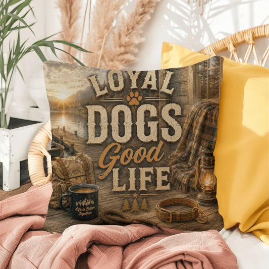 Shop our loyal dogs good life throw pillow featuring the 16" x 16" style option from MySisterIsASurvivor.
