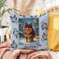 Pomeranian Chocolate & Tan Pillow - Winter Pom pillow, festive dog lover throw, indoor accent decor