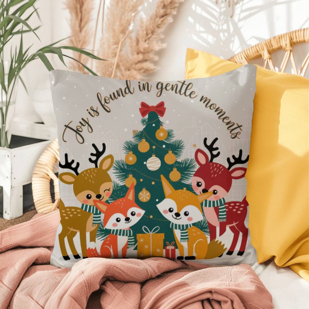 Joy Is Found in Gentle Moments Throw Pillow - Calm holiday décor for mindfulness and rest