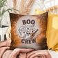 Halloween-themed indoor/outdoor throw pillow with “Boo Crew,” perfect for spooky home décor