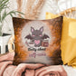 Halloween indoor/outdoor throw pillow with bats and “Batty About Self-Care” for mental health encouragement