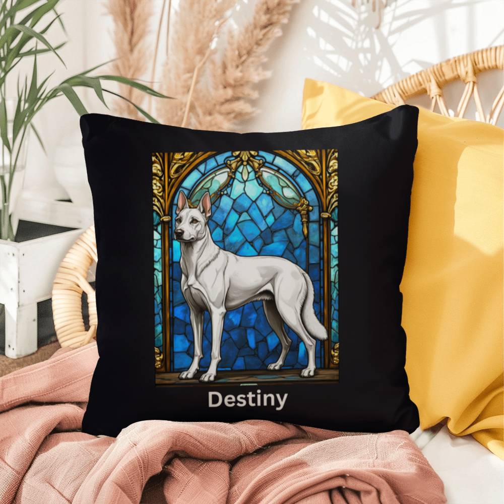 Belgian Malinois (White) Indoor/Outdoor Pillow - Personalized Stained Glass Dog Tribute & Comfort Gift