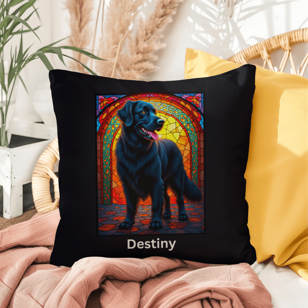 Black Golden Retriever personalized indoor/outdoor pillow, dog lover throw for home or patio decor