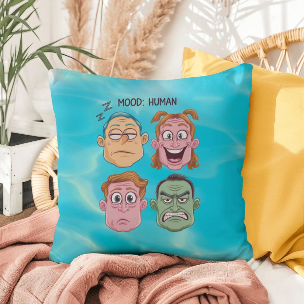 Mood: Human Indoor/Outdoor Pillow -Mental Health Support, Self-Care Decor, Anxiety Relief Throw Cushion