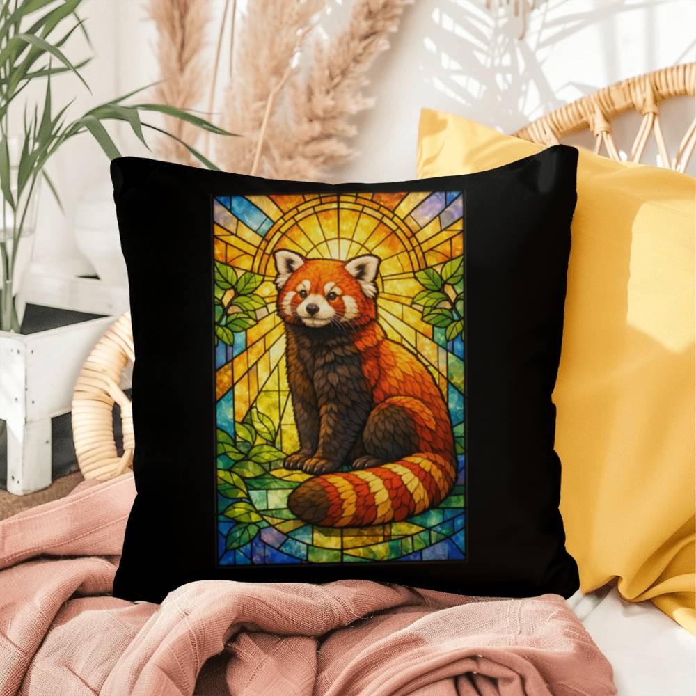 Shop our premium red panda stained glass style throw pillow from MySisterIsASurvivor.