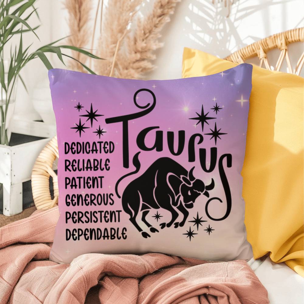 Taurus Indoor/Outdoor Pillow – Zodiac Astrology Decor, Boho Accent for Home & Patio