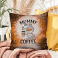 Halloween indoor/outdoor pillow with “Mummy Needs Coffee” for spooky humor and décor