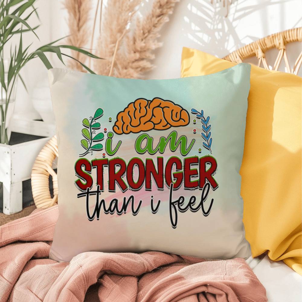 I Am Stronger Than I Feel: Indoor/Outdoor Pillow for Wellness, Style & Stress Relief