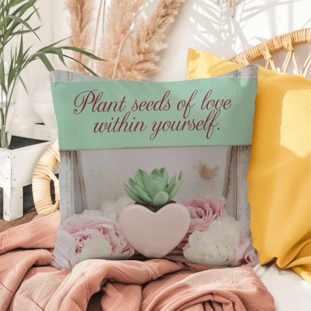 Plant Seeds Of Love Within Yourself: Indoor/Outdoor Pillow Self-Care for Relaxation, Mindfulness & Emotional Wellness