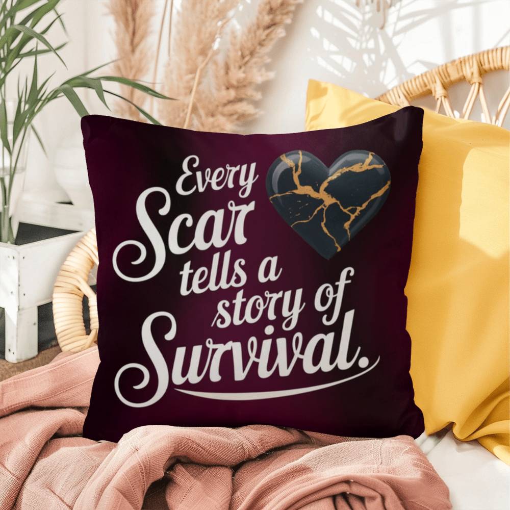 Every Scar Tells A Story Of Survival: Indoor/Outdoor Pillow Self-Care for Relaxation, Mindfulness & Emotional Wellness