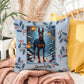 Doberman Blue & Rust Pillow - Festive winter throw pillow, personalized guardian dog home accent, cozy decor