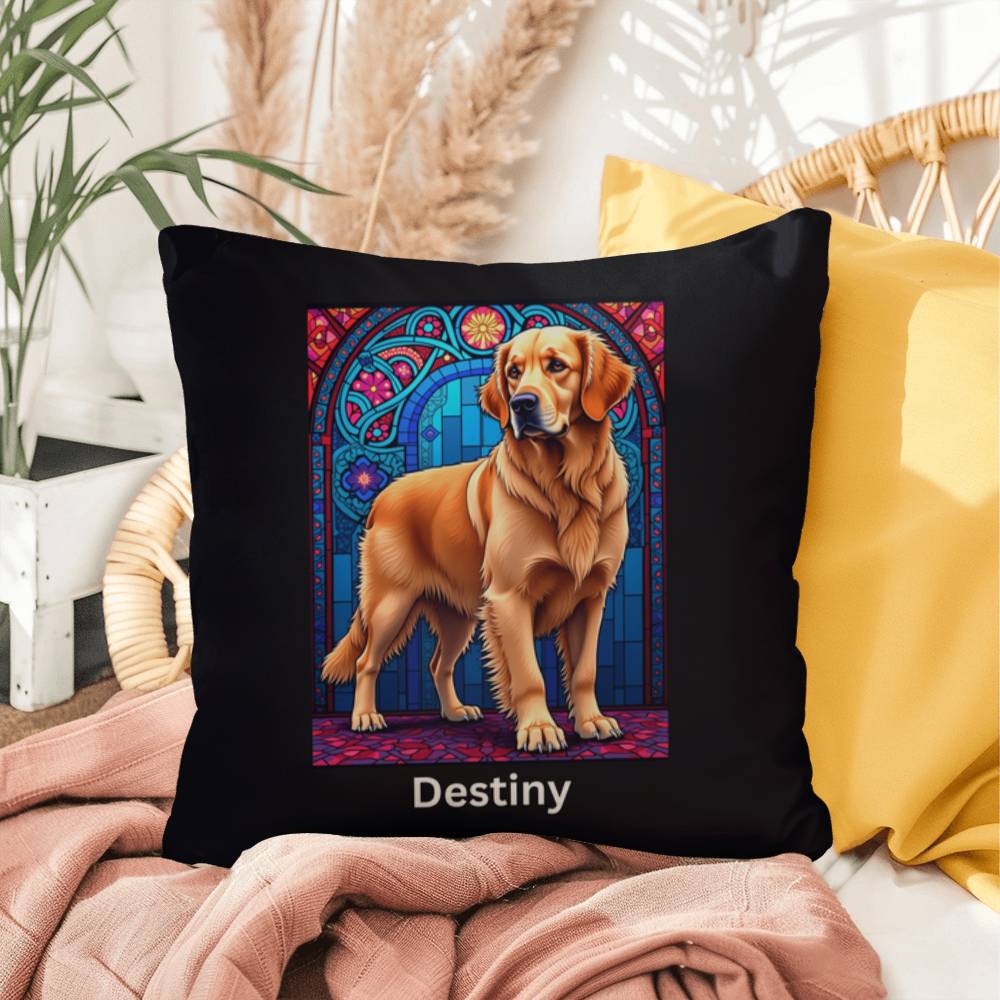 Light Golden Retriever personalized indoor/outdoor pillow, dog lover home or patio throw