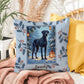 Great Dane Blue Pillow - Holiday Great Dane pillow, indoor winter dog throw, personalized accent