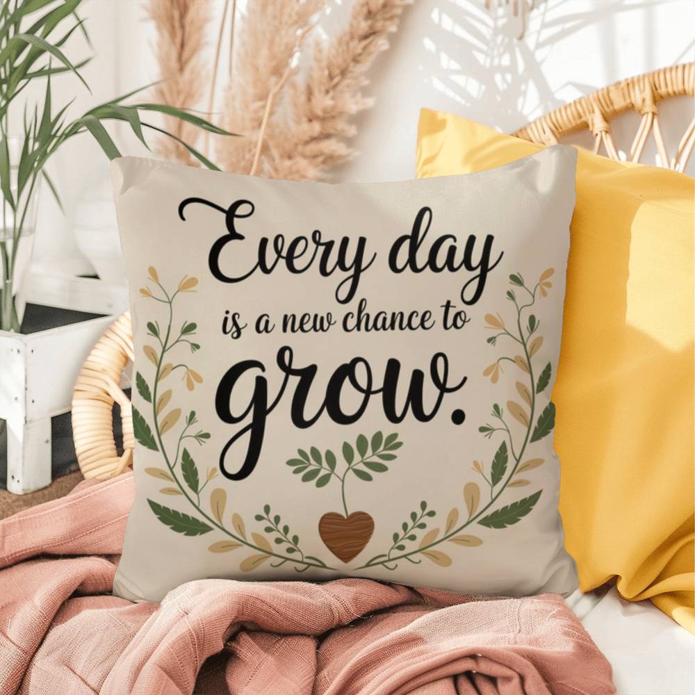 Every Day Is A New Chance To Grow: Indoor/Outdoor Pillow Self-Care for Relaxation, Mindfulness & Emotional Wellness