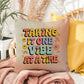 Taking It One Vibe At A Time: Indoor/Outdoor Pillow - Groovy Affirmation for Emotional Wellness & Positive Vibes
