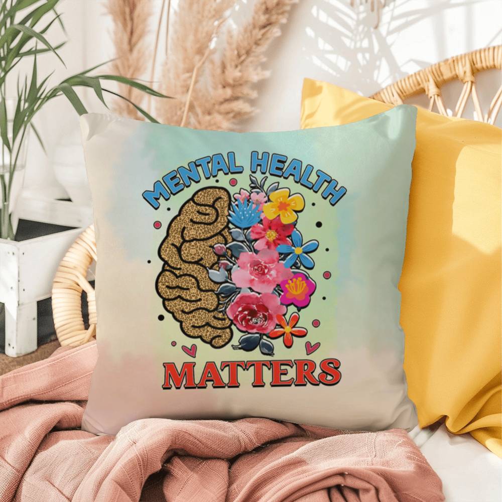 Mental Health Matters: Indoor/Outdoor Pillow for Wellness, Style & Stress Relief