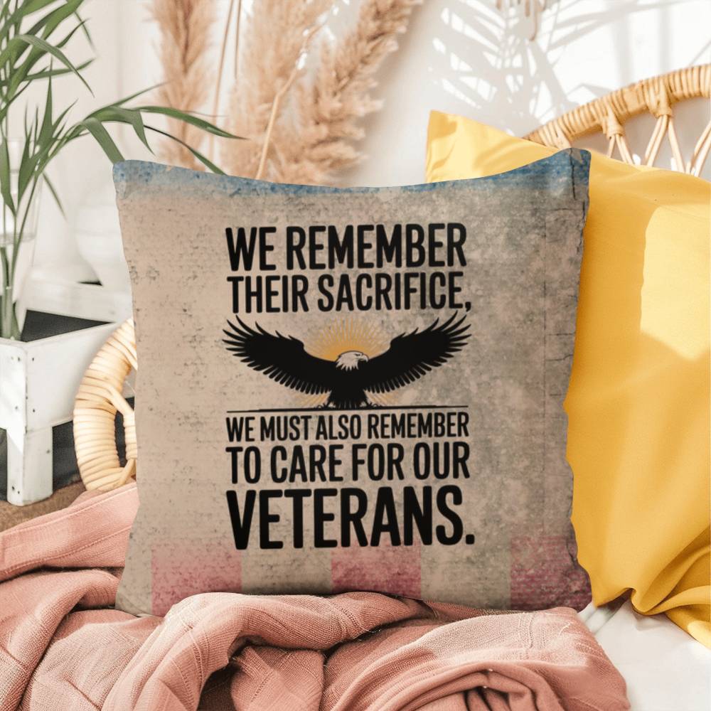 We Remember Their Sacrifice Indoor/Outdoor Pillow: Resilient Comfort - Mental Health & Memorial Tribute