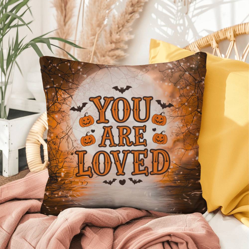 Mental health indoor/outdoor pillow with “You Are Loved” for comforting décor