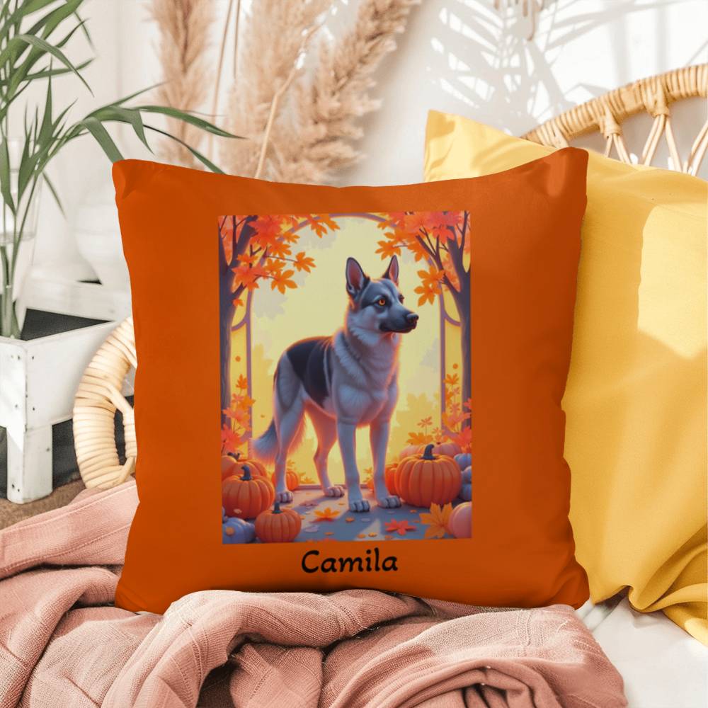 German Shepherd Black & Silver Coat Pillow, Custom Indoor Outdoor Dog Cushion for Dog Lovers