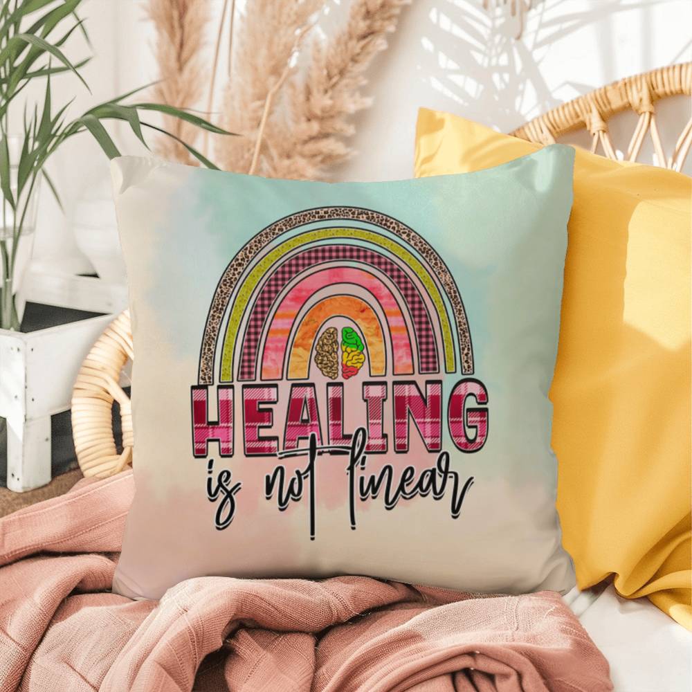 Healing Is Not Linear: Indoor/Outdoor Pillow for Wellness, Style & Stress Relief