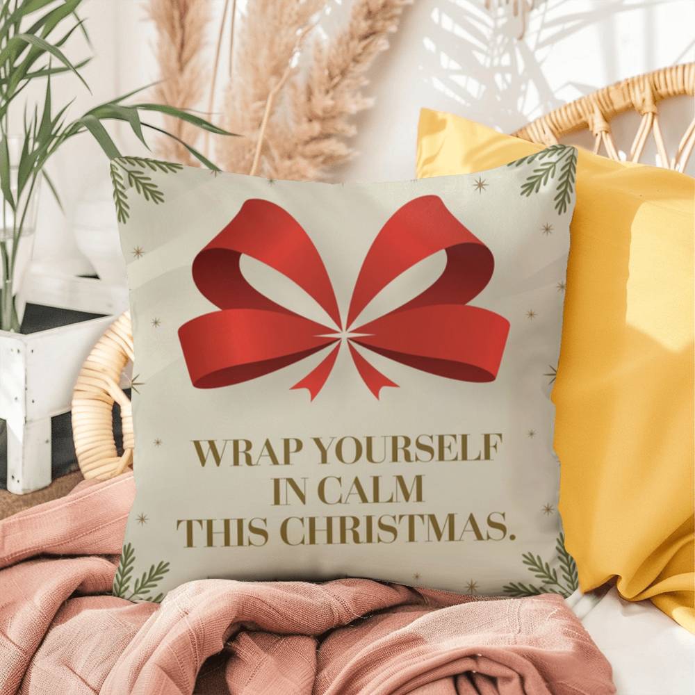 Wrap Yourself in Calm This Christmas Throw Pillow - Peaceful holiday décor for mindfulness