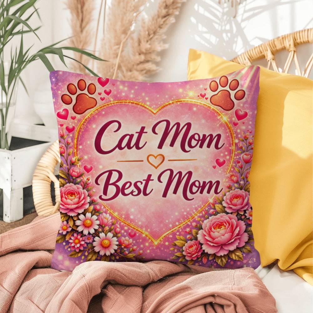 Shop our cat mom best mom throw pillow featuring the 16" x 16" style option from MySisterIsASurvivor.