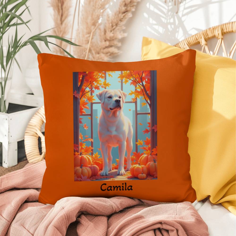 White Rottweiler pillow, personalized indoor outdoor dog cushion, water-resistant Rottie decor - MySisterIsASurvivor