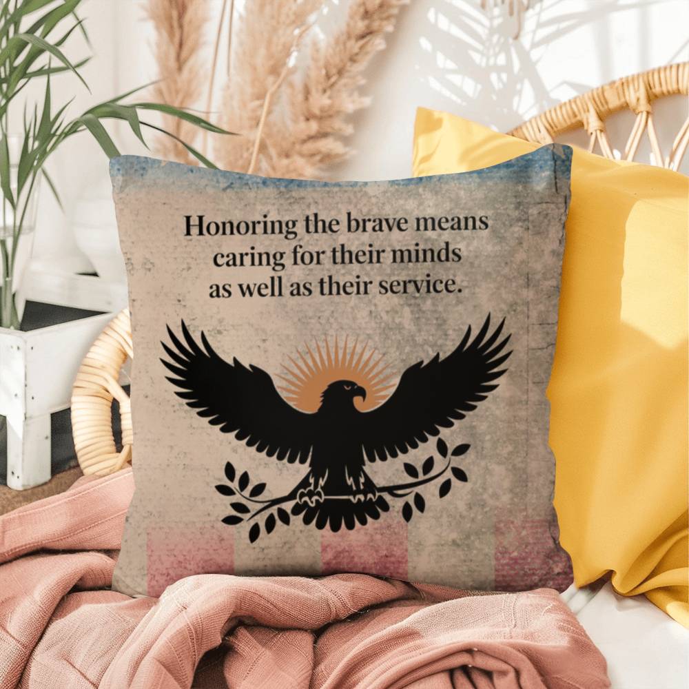 Honoring The Brave Indoor/Outdoor Pillow: Resilient Comfort - Mental Health & Memorial Tribute