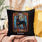 Doberman Pinscher (Black & Rust) Indoor/Outdoor Pillow - Personalized Stained Glass Dog Tribute & Comfort Gift