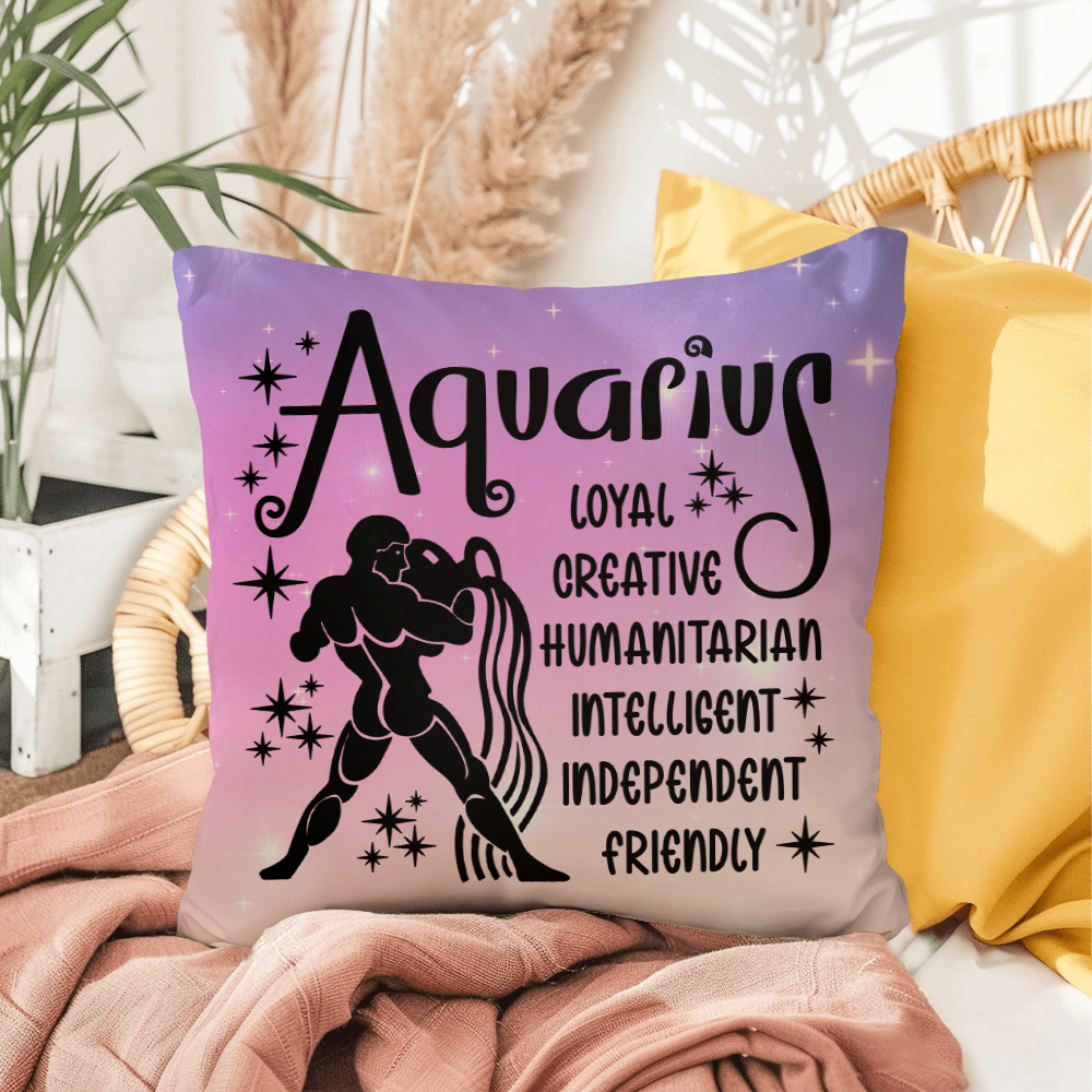 Aquarius Indoor/Outdoor Pillow – Zodiac Astrology Decor, Boho Accent for Home & Patio