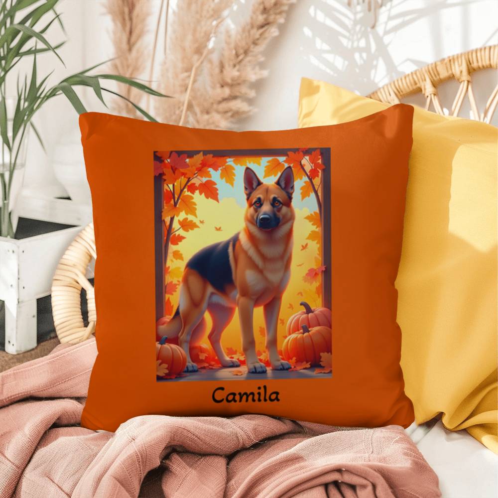 German Shepherd Black & Tan Coat Pillow, Personalized Indoor Dog Cushion, Home Accent Decor