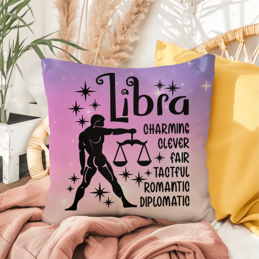 Libra Indoor/Outdoor Pillow – Zodiac Astrology Decor, Boho Accent for Home & Patio