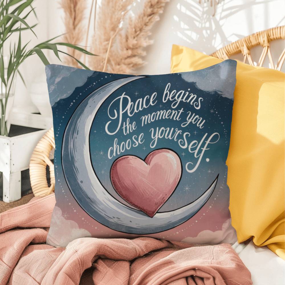 Peace Begins The Moment You Choose Yourself: Indoor/Outdoor Pillow Self-Care for Relaxation, Mindfulness & Emotional Wellness