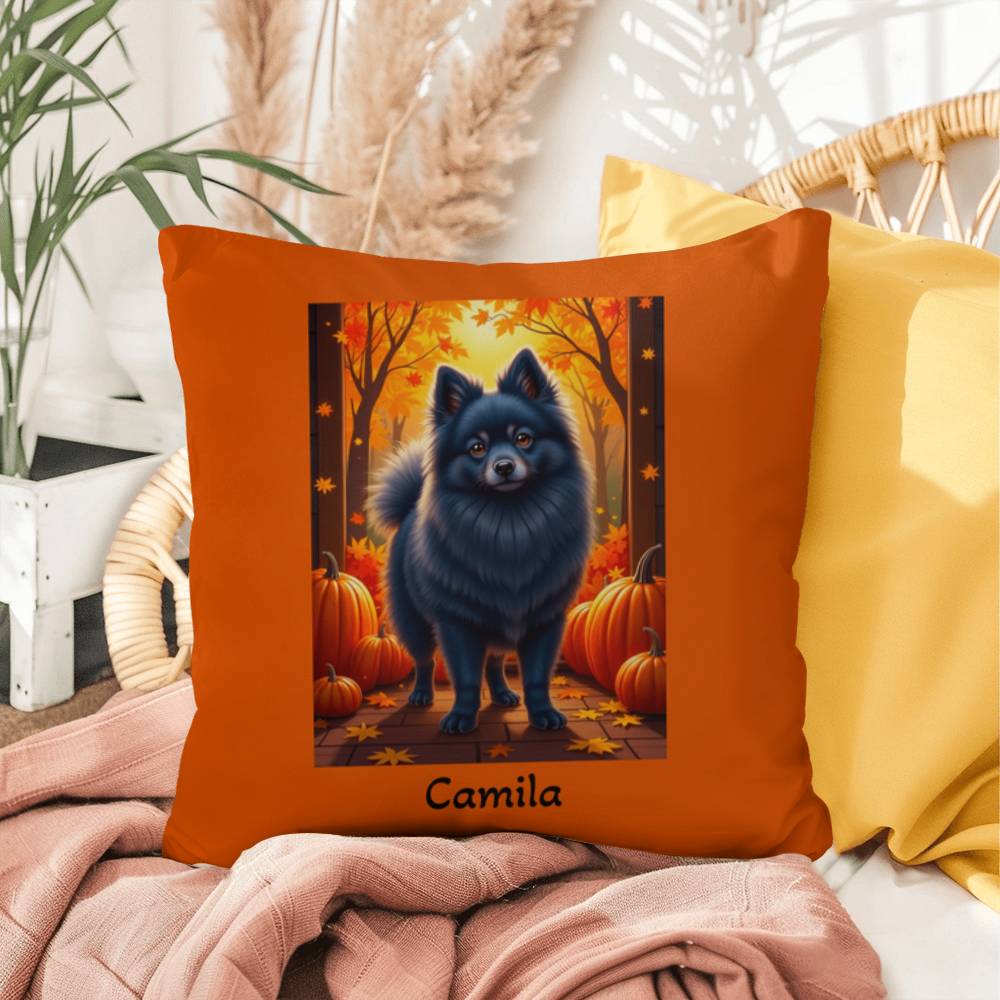 Blue Pomeranian indoor outdoor pillow, custom dog cushion, cute pet lover accent throw pillow