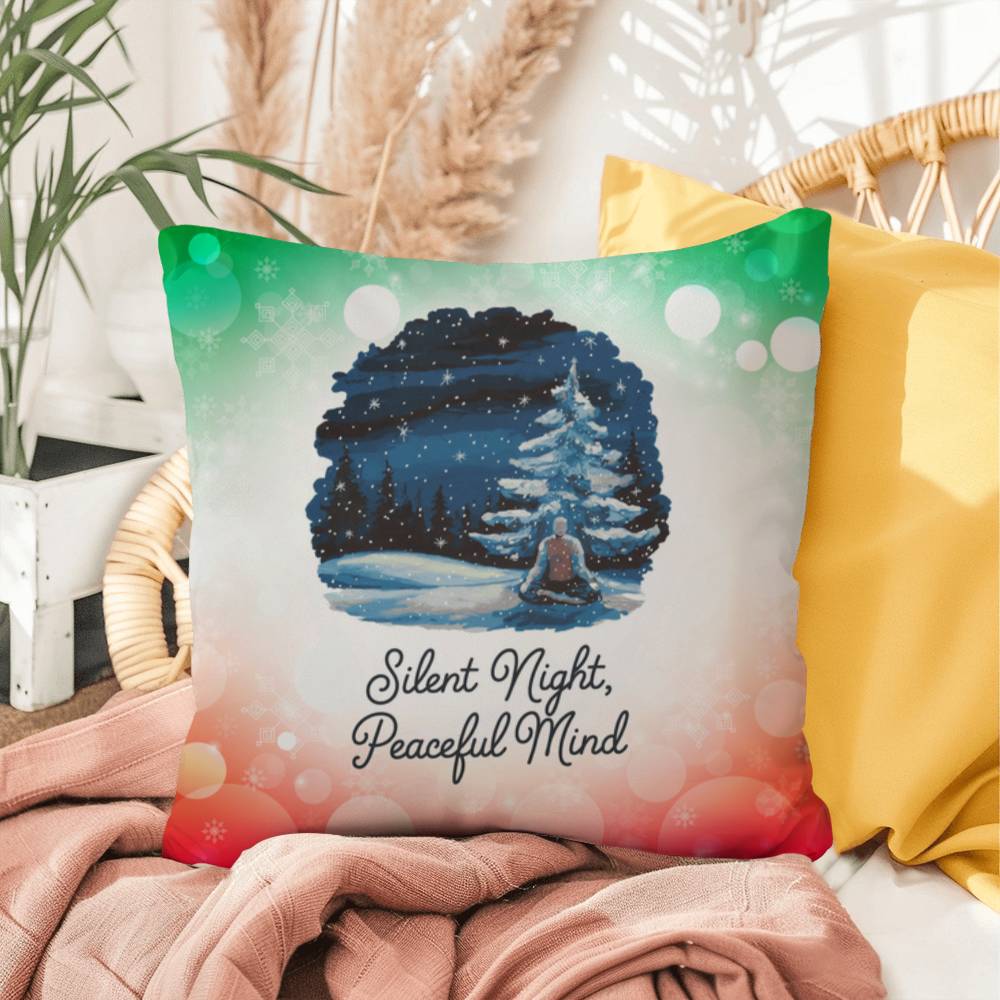 Silent Night, Peaceful Mind Throw Pillow - Christmas serenity cozy decorative throw pillow