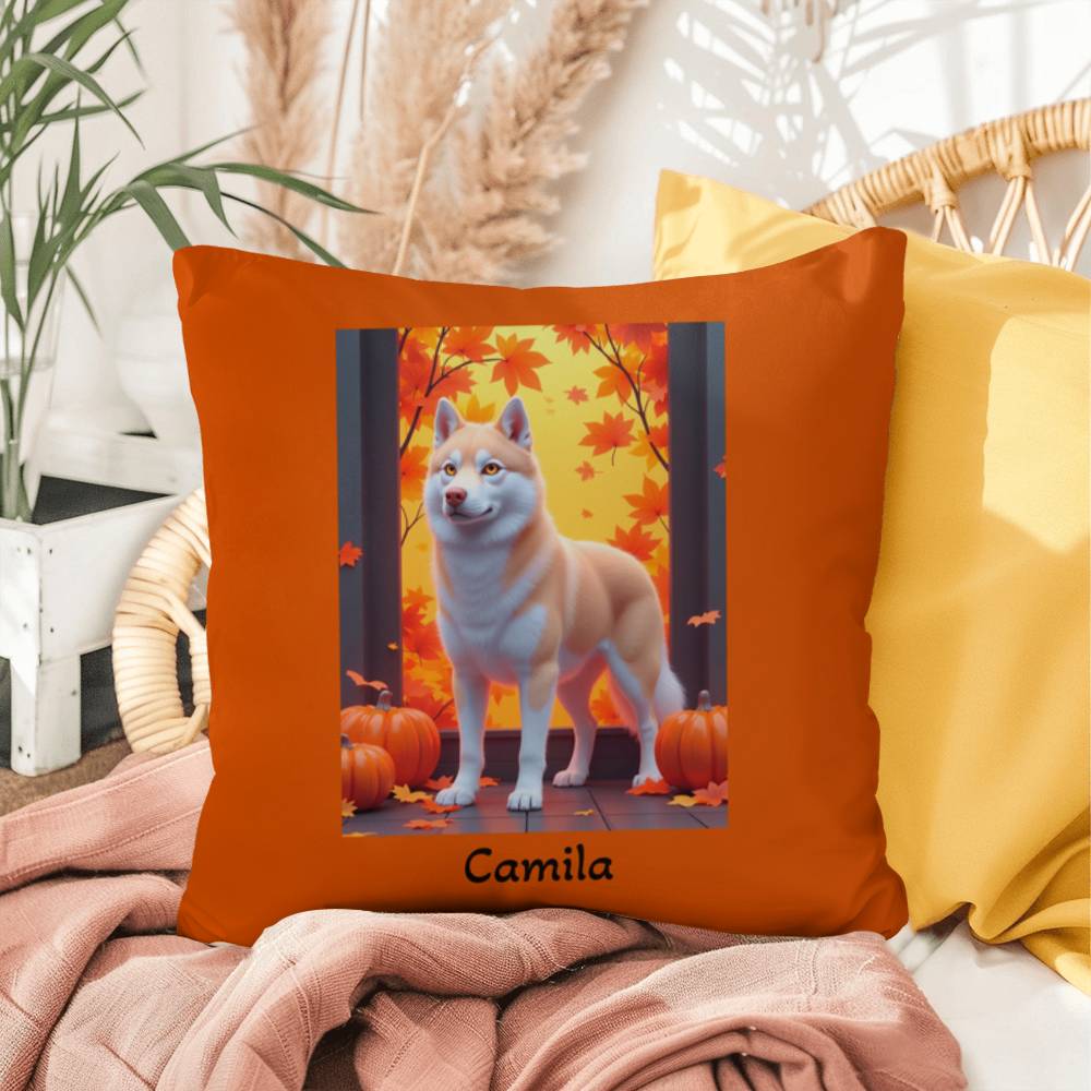 Siberian Husky Light Red Coat (Amber Eyes) Pillow, Indoor Outdoor Dog Cushion, Cozy Accent Gift