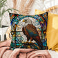 Eagle stained glass throw pillow, birds of prey wildlife decor, indoor outdoor home accent