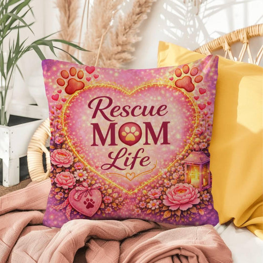 Shop our rescue mom life throw pillow featuring the 16" x 16" style option from MySisterIsASurvivor.