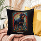 Rottweiler (Black and Mahogany) Indoor/Outdoor Pillow - Personalized Stained Glass Dog Tribute & Comfort Gift