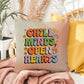 Chill Minds, Open Hearts: Indoor/Outdoor Pillow - Groovy Affirmation for Emotional Wellness & Positive Vibes