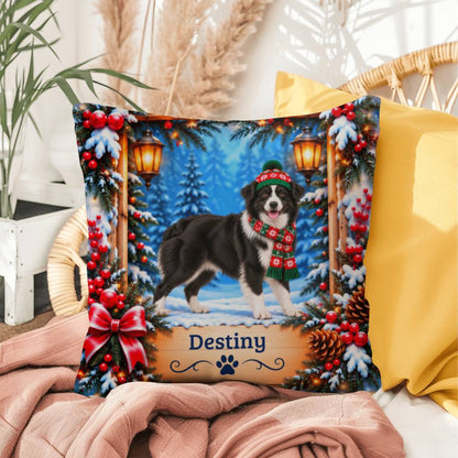 Australian Shepherd (Black & White Bi Coat) - Personalized Winter Pillow, Gift for Aussie Owners