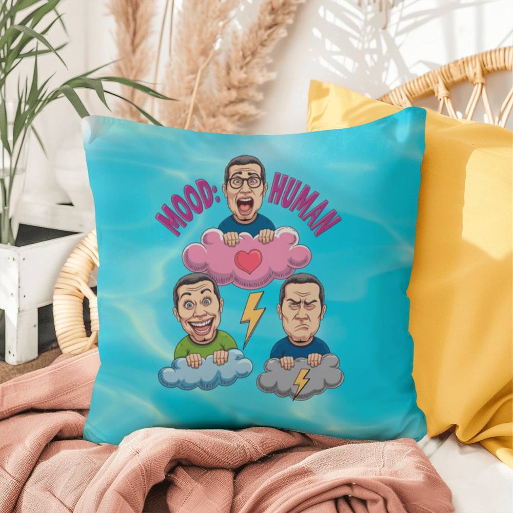 Mood: Human Indoor/Outdoor Pillow -Mental Health Support, Self-Care Decor, Anxiety Relief Throw Cushion