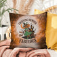 Halloween-themed indoor/outdoor throw pillow featuring “Fighting Demons” motivational message