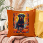 Rottweiler Black & Rust Coat Pillow, Personalized Indoor Outdoor Dog Cushion, Water-Resistant